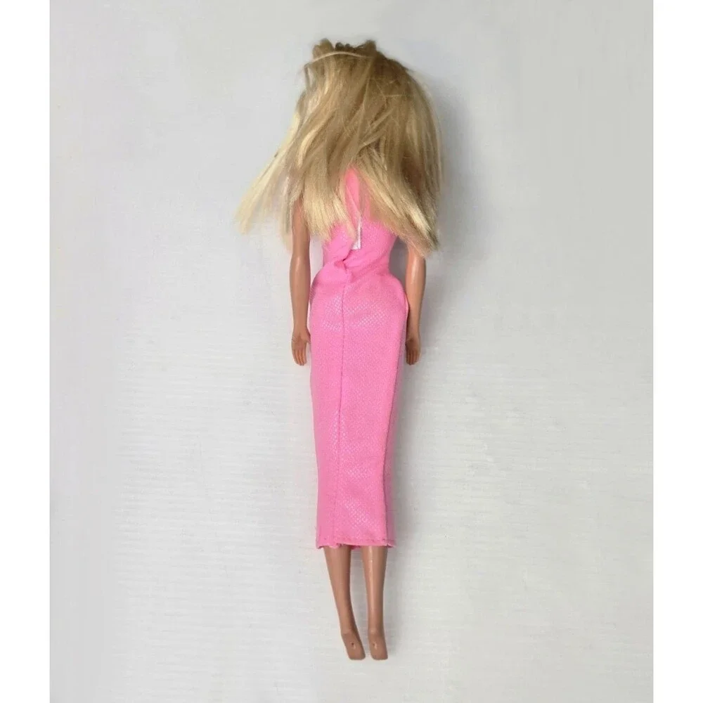 Barbie Cool Clips Doll Blonde Hair Pink Dress Flowers Sparkles 2001 #50598 Vtg